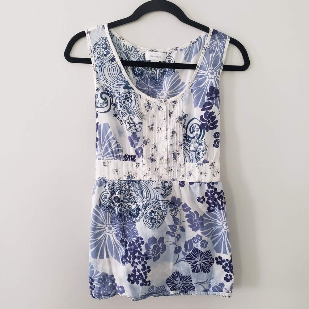 Dressbarn Babydoll Tie Back Top XL Cottagecore Dainty Floral Empire‎ Lightweight